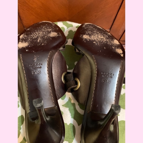 Gucci brown leather strappy heel.  size 8.5 B - Picture 4 of 4